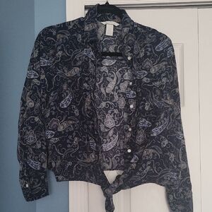 Paisley Tie-Front Blouse